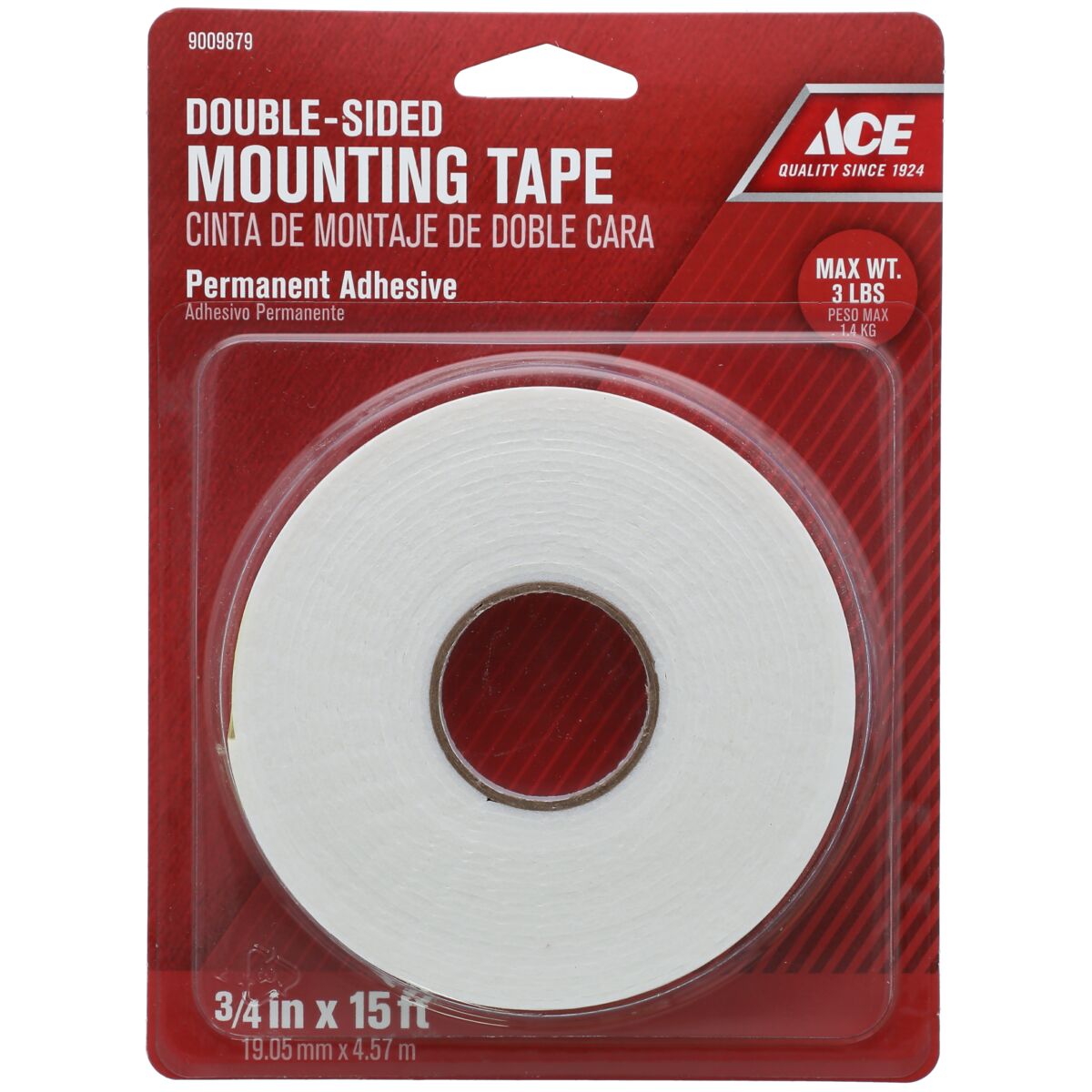 Ace Double Sided Mounting Tape White 3/4inch x 15ft Adhesives